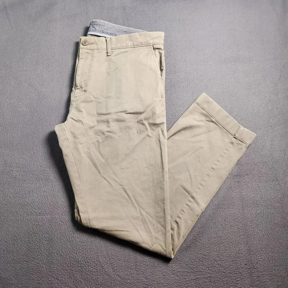 J. Crew 484 Slim Chino Pants Men 34X30 (36X28) Dark Tan Stretch Straight Leg